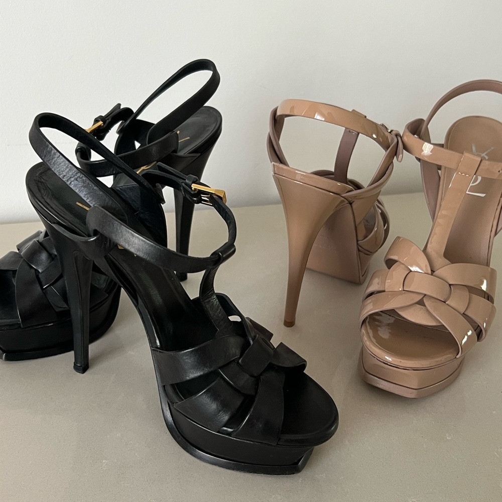 SAINT LAURENT
Tribute Leather 105mm Platform Sandals